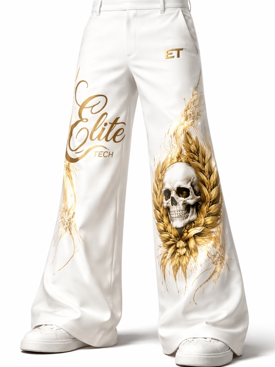 Other - Elite Tech Exclusive White Wide-Leg Pants with Gold Accents – Limited Capsule